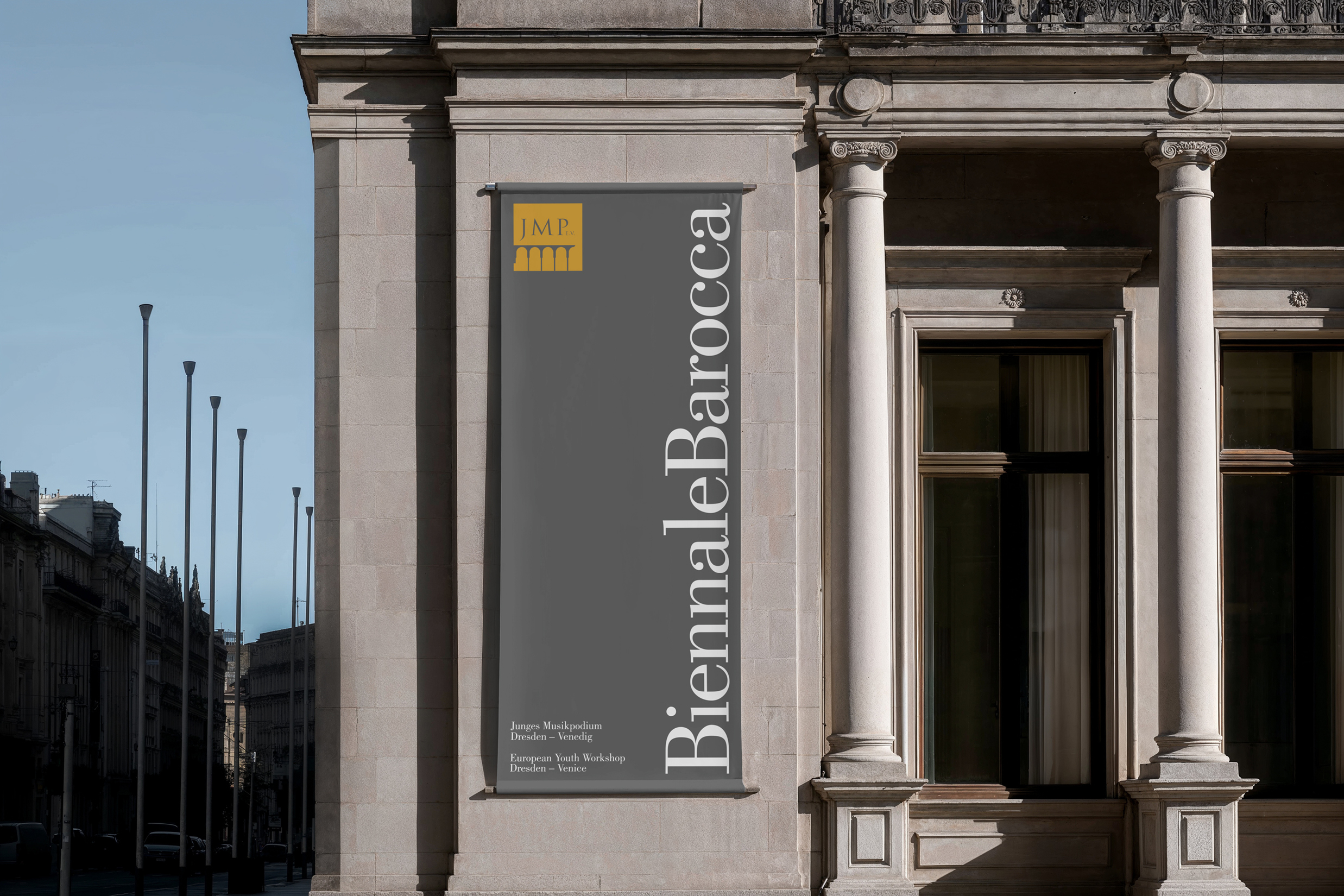Biennale Barocca banner on a historic building
